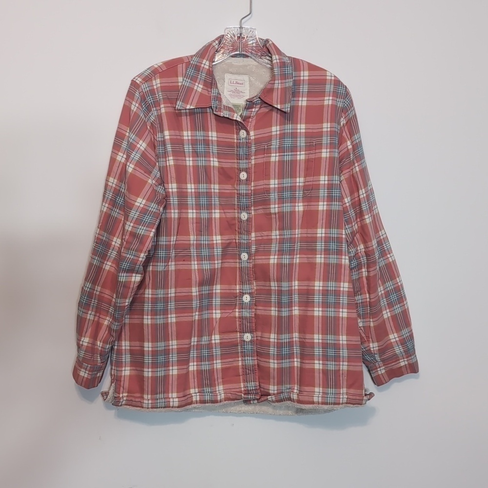 L.L. Bean Women's Scotch Plaid Sherpa-Lined Button Down Long Sleeve Shirt